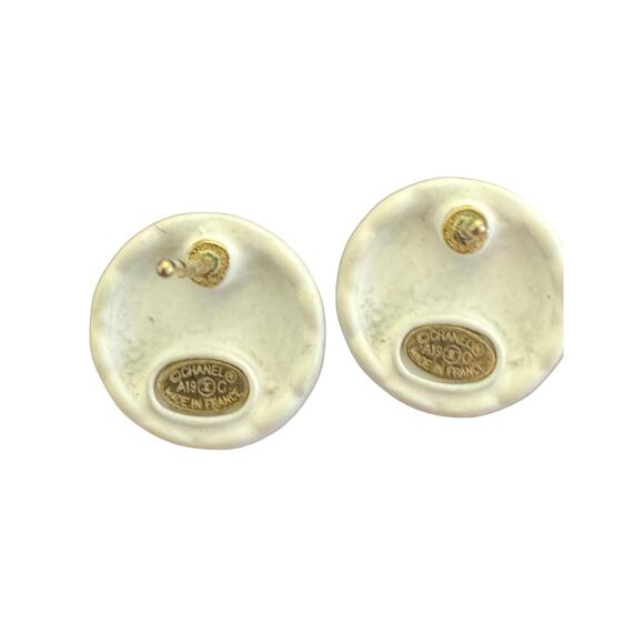 Chanel White Quilted Resin w/Gold CC Logo Earrings w/Box and COA - Picture 6 of 8